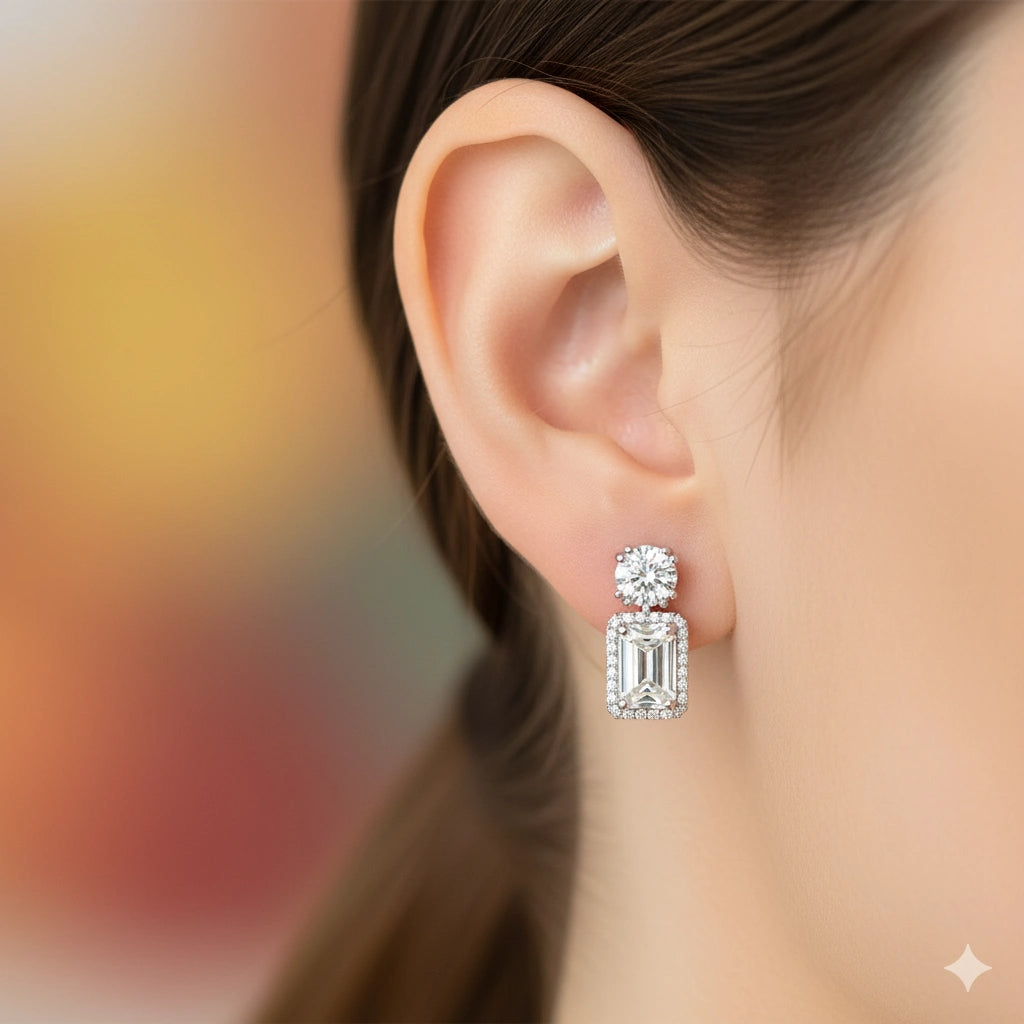 14K White Gold Earring Studs with Lab-Created Diamonds 3,646 CT.TW