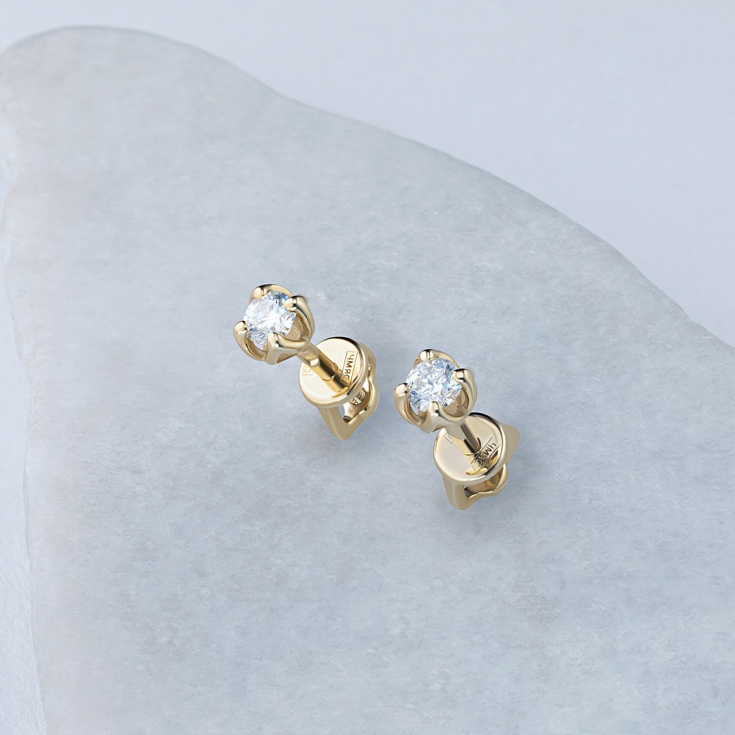 14K Yellow Gold Earring Studs with Natural Diamonds 0.550 CT.TW