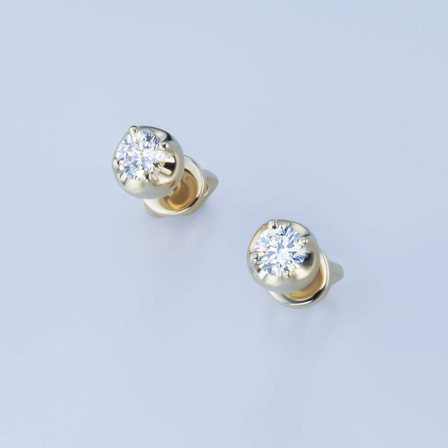 14K Yellow Gold Earring Studs with Lab-Created Diamonds 0.890 CT.TW