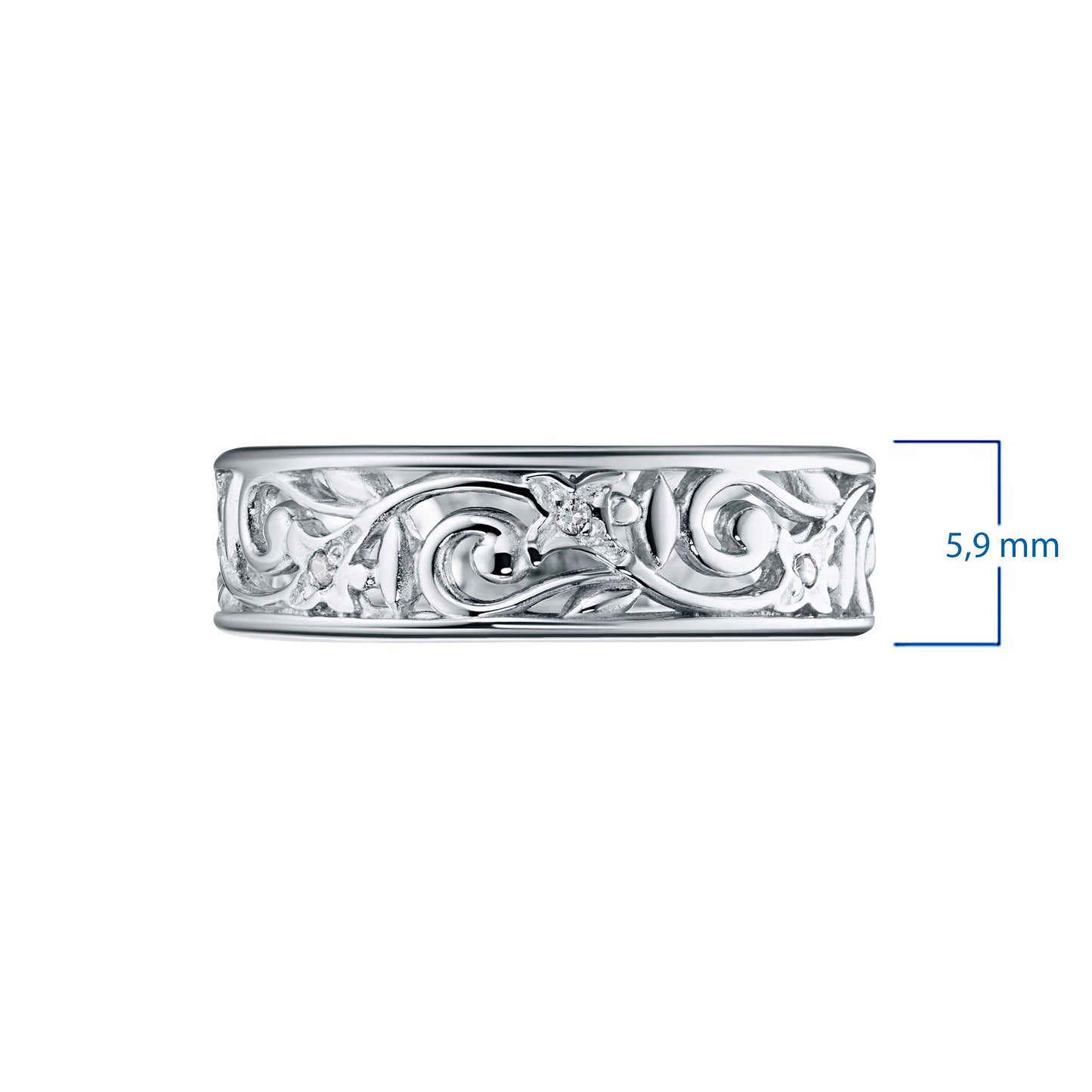 Sterling Silver Ring with Lab-Created Diamonds 0.020 CT.TW