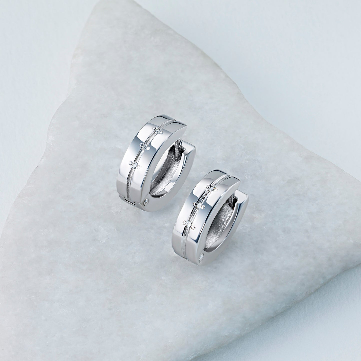 Sterling Silver Earrings with Lab-Created Diamonds 0.040 CT.TW