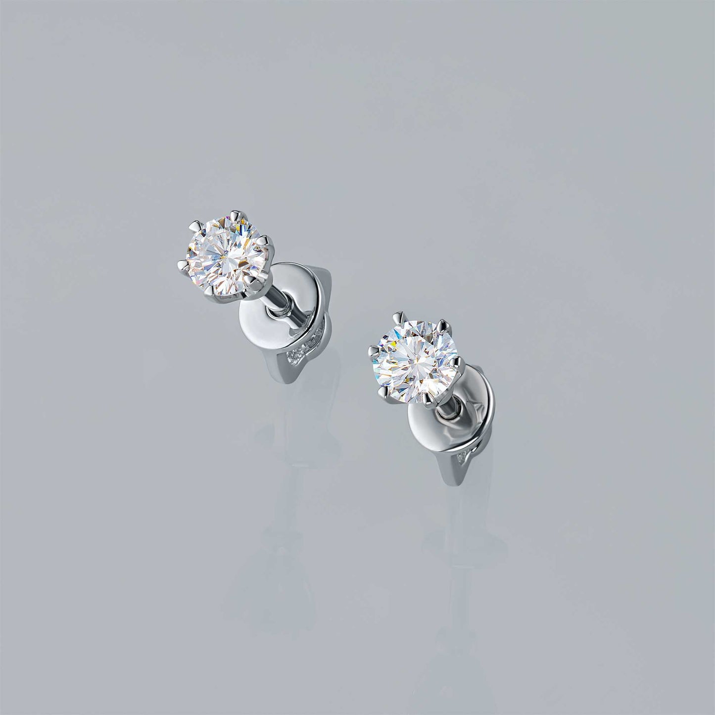 Sterling Silver Earring Studs with Lab-Created Diamonds 0.910 CT.TW