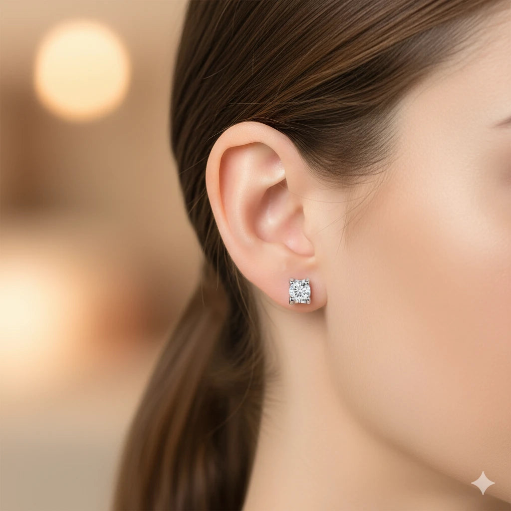 Sterling Silver Earring Studs with Lab-Created Diamonds 0.660 CT.TW