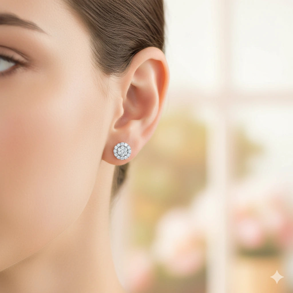 Sterling Silver Earring Studs with Lab-Created Diamonds 0.490 CT.TW