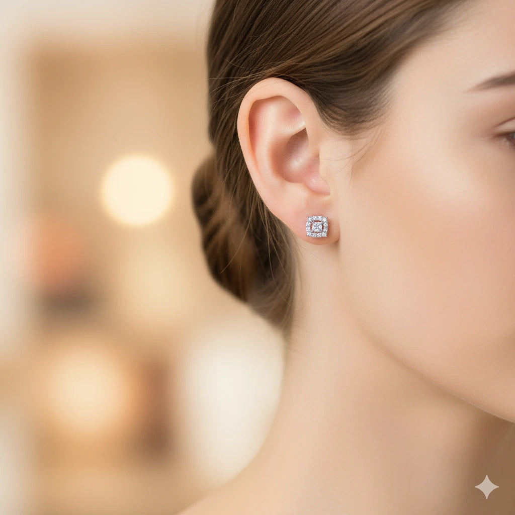 Sterling Silver Earring Studs with Lab-Created Diamonds 0.530 CT.TW