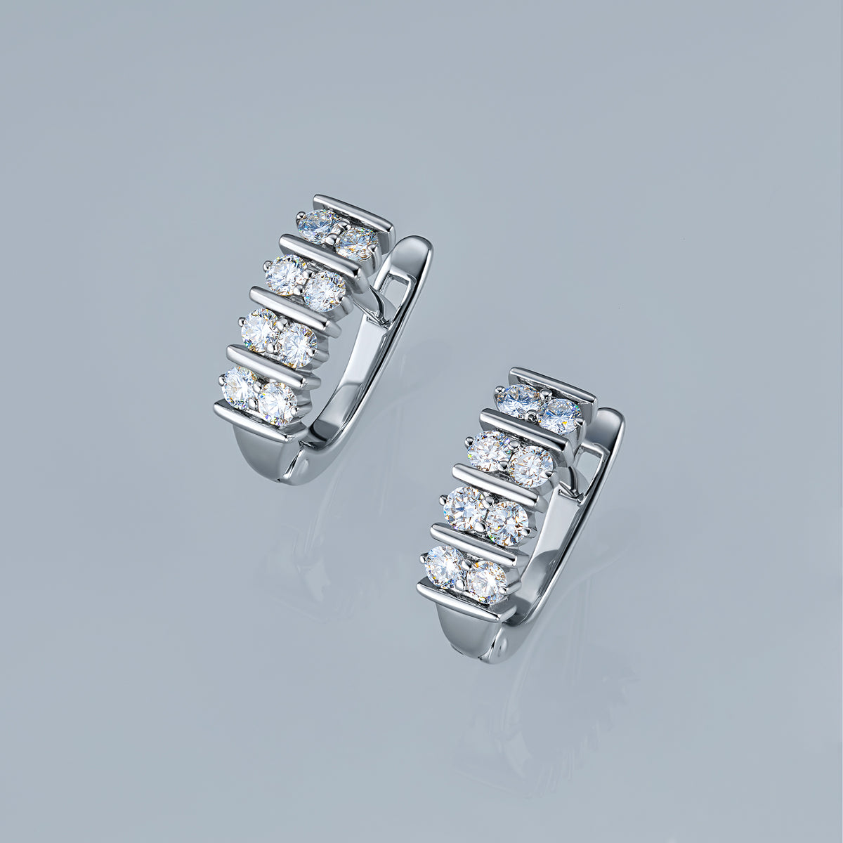 Sterling Silver Earrings with Lab-Created Diamonds 0.710 CT.TW