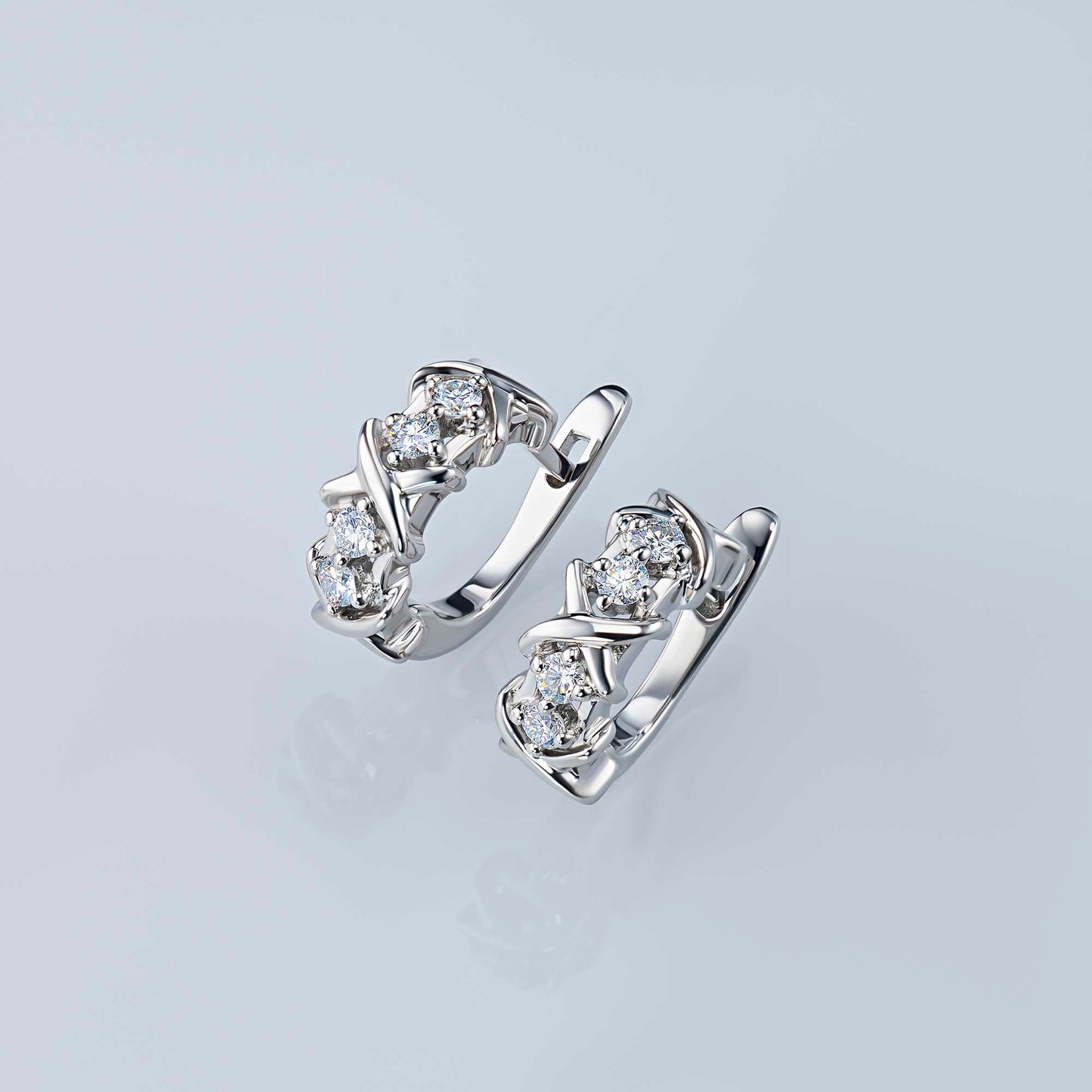 Sterling Silver Earrings with Lab-Created Diamonds 0.280 CT.TW