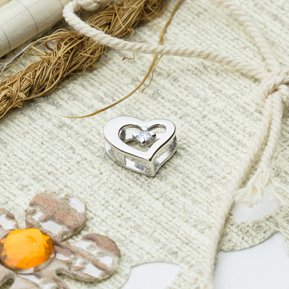 14K White Gold Pendant with Lab-Created Diamonds 0.030 CT.TW