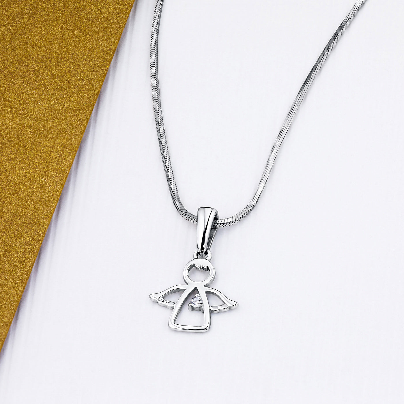 14K White Gold Pendant with Lab-Created Diamonds 0.010 CT.TW