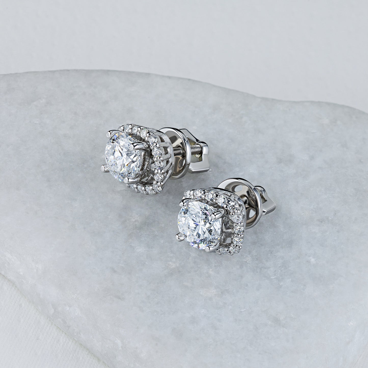 14K White Gold Earring Studs with Lab-Created Diamonds 1.870 CT.TW