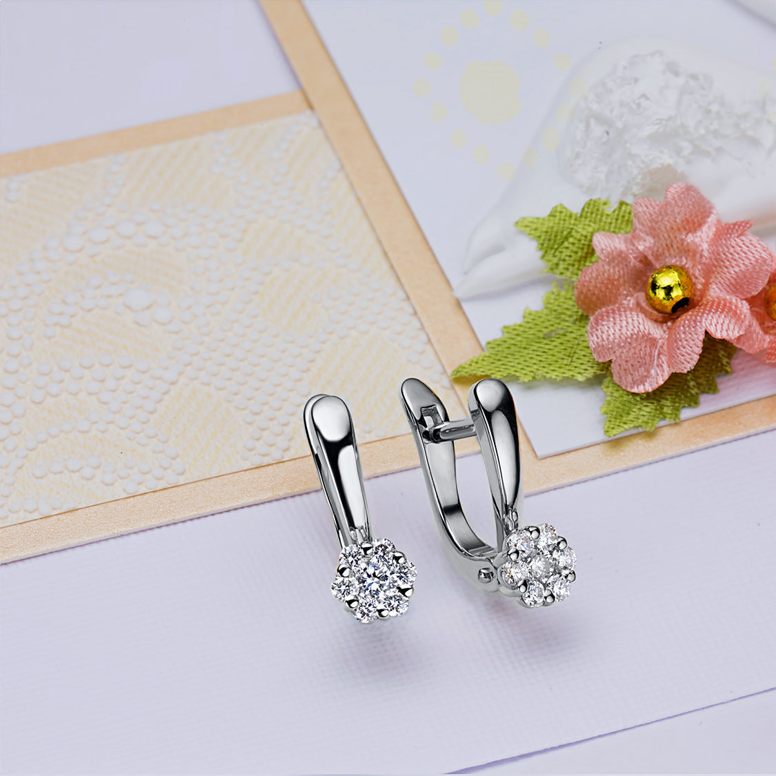 14K White Gold Earrings with Natural Diamonds 2.480 CT.TW