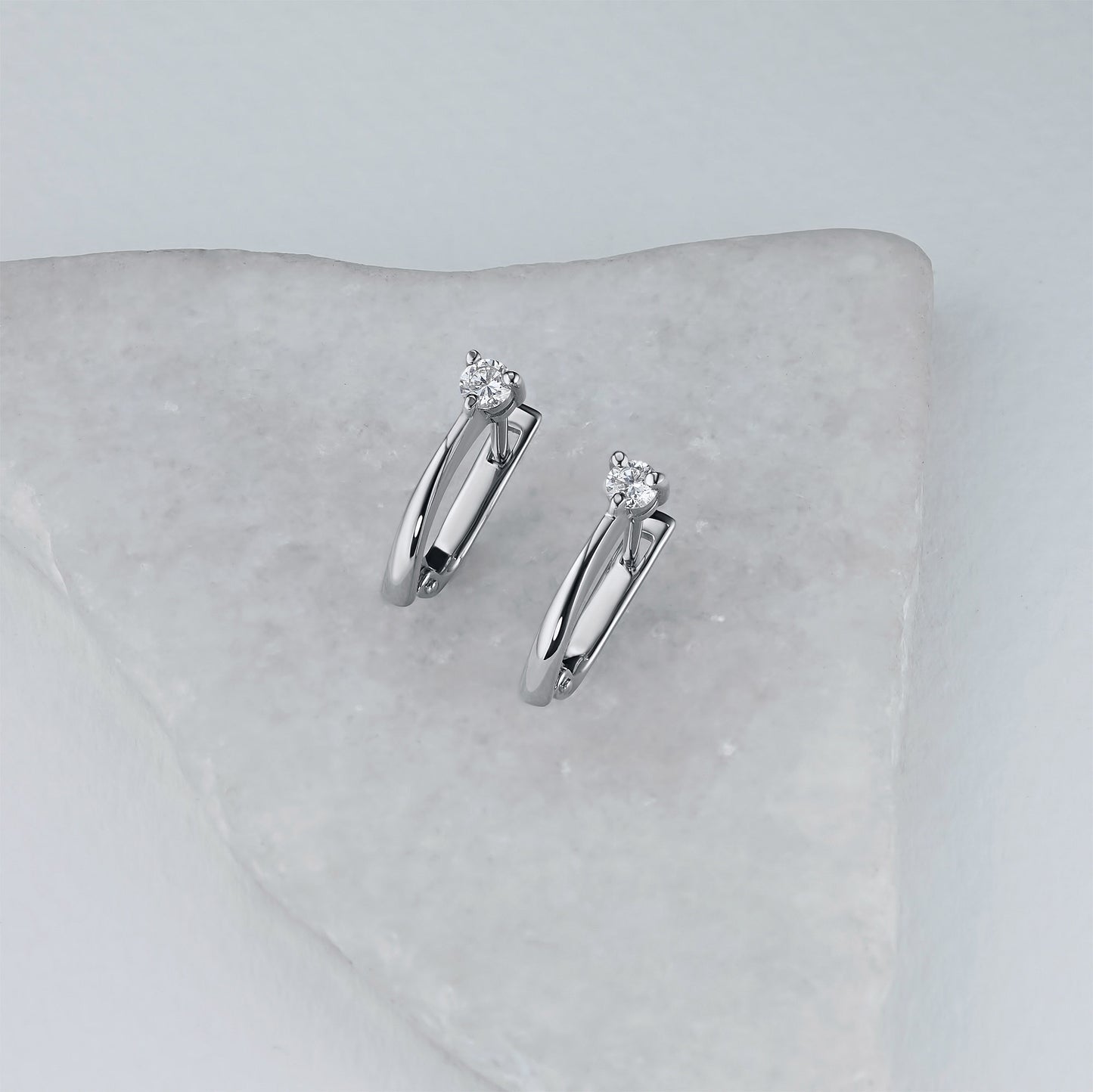 14K White Gold Earrings with Natural Diamonds 0.370 CT.TW