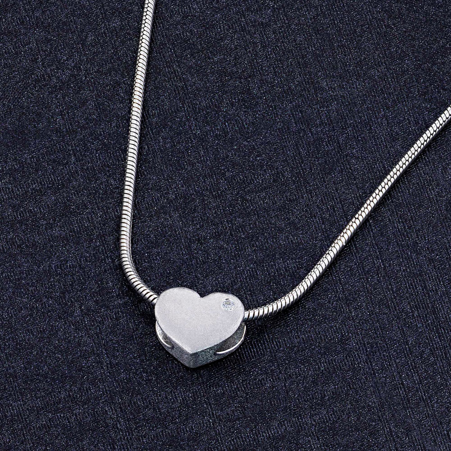 Matte Silver Pendant with Natural Diamonds 0.010 CT.TW