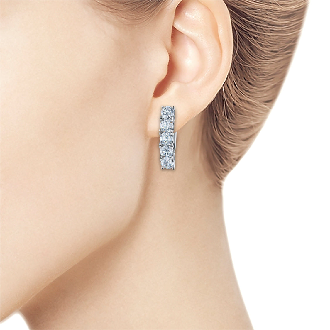 14K White Gold Earrings with Lab-Created Diamonds 2.750 CT.TW