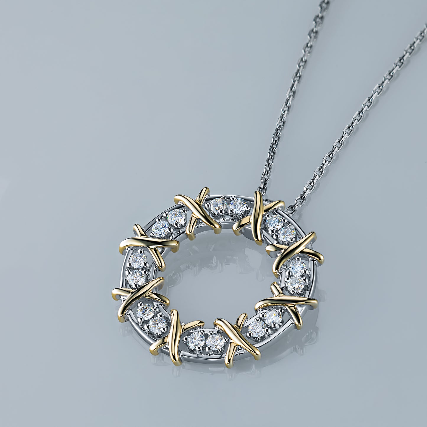 14K White-yellow Gold Pendant with Lab-Created Diamonds 0.710 CT.TW