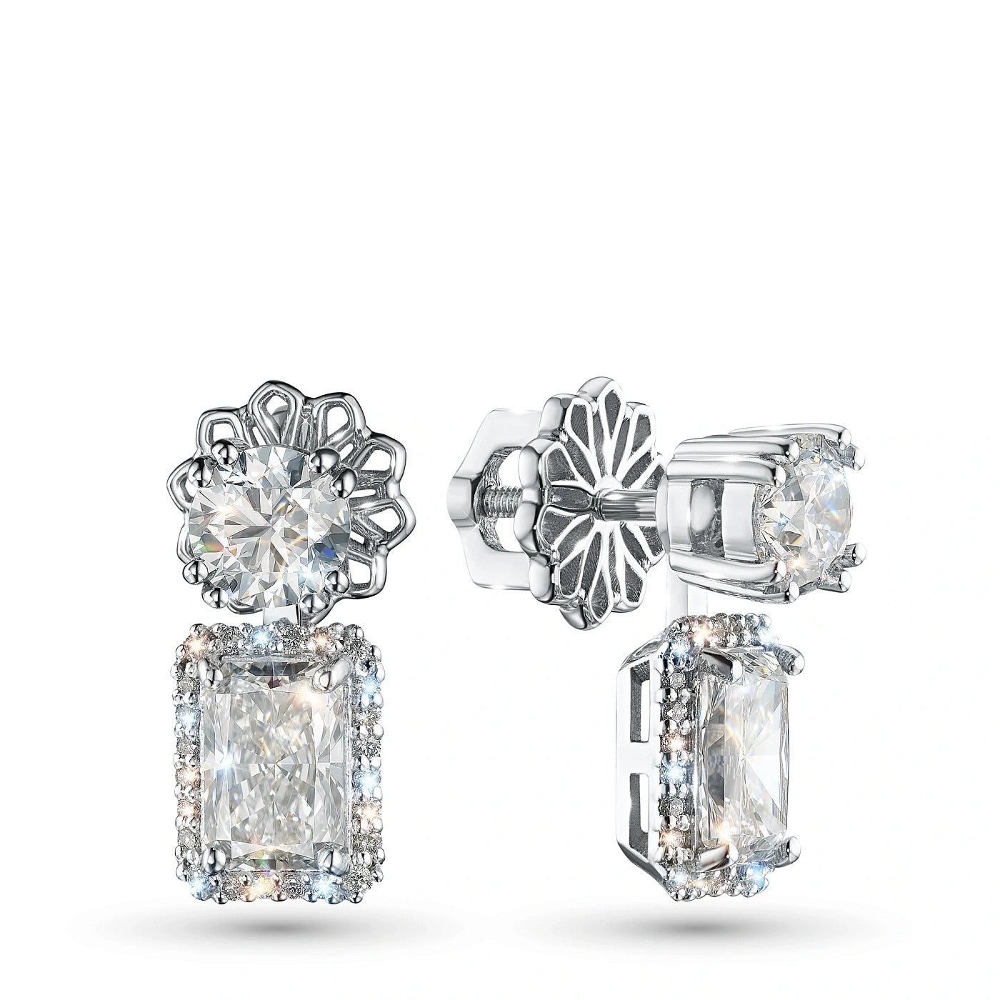 14K White Gold Earring Studs with Lab-Created Diamonds  3,646 CT.TW
