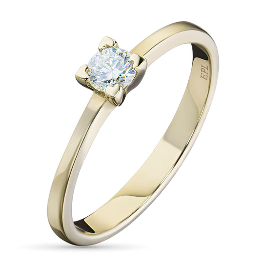 14K Yellow Gold Ring with Natural Diamonds 0.180 CT.TW