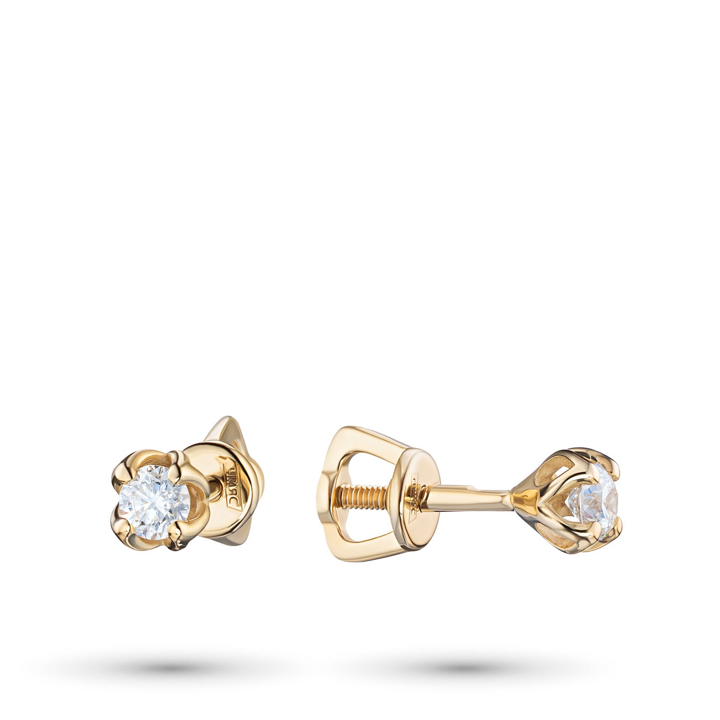 14K Yellow Gold Earring Studs with Natural Diamonds 0.550 CT.TW