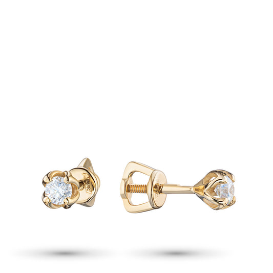 14K Yellow Gold Earring Studs with Natural Diamonds 0.550 CT.TW