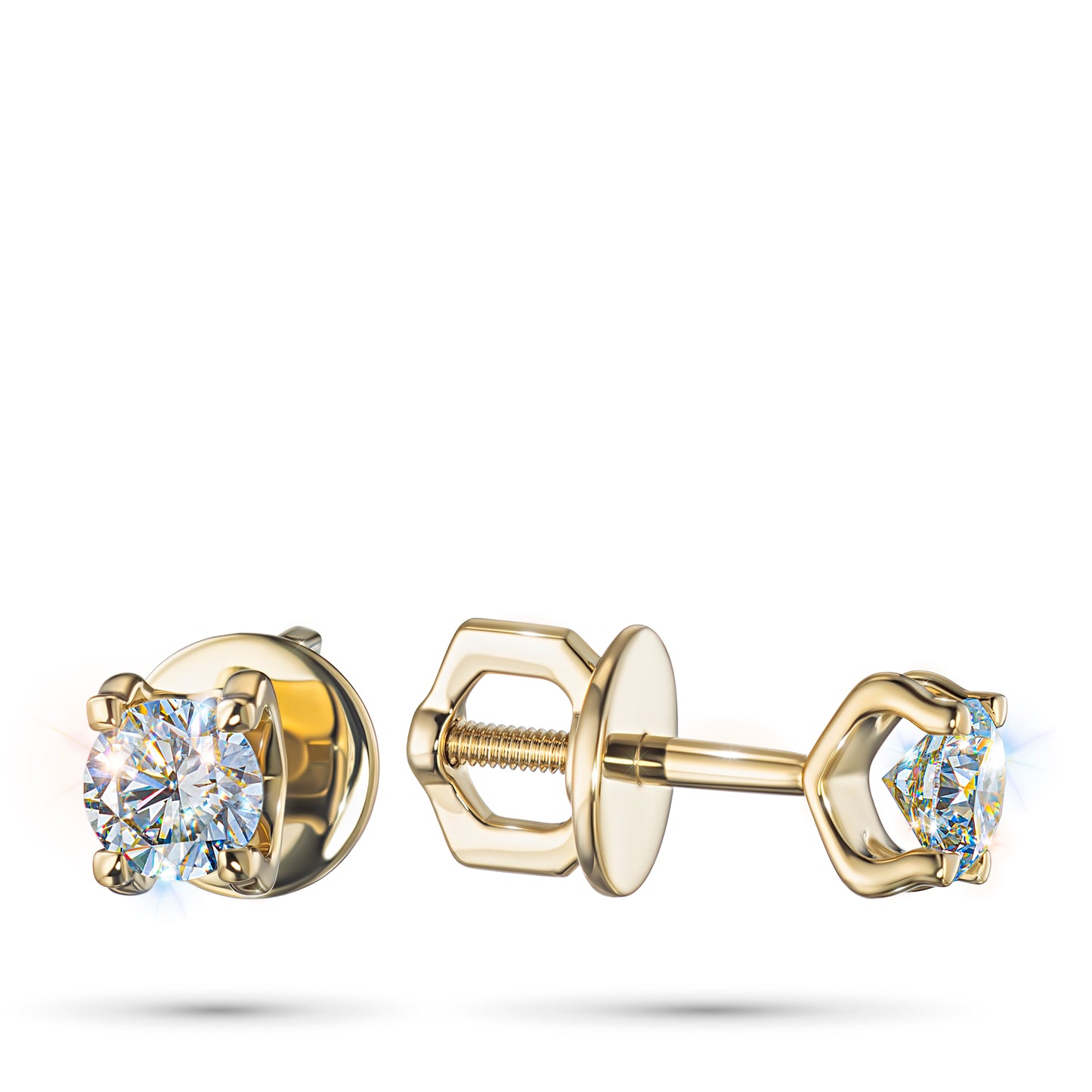 14K Yellow Gold Earring Studs with Lab-Created Diamonds 0.550 CT.TW