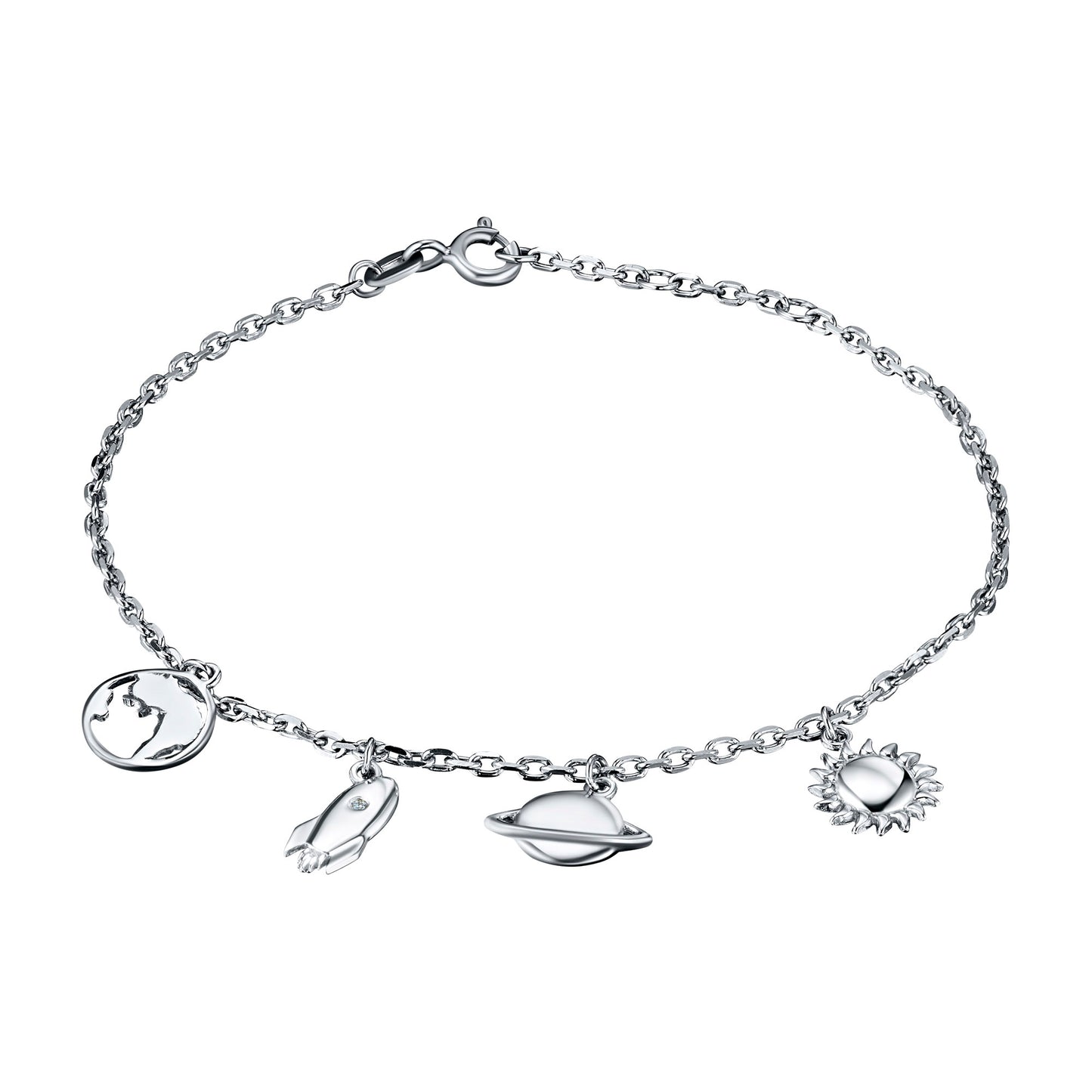 Sterling Silver Bracelet with Natural Diamonds 0.010 CT.TW