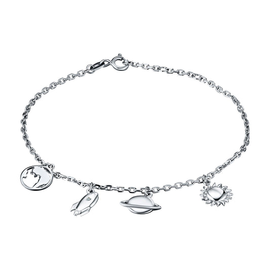 Sterling Silver Bracelet with Natural Diamonds 0.010 CT.TW
