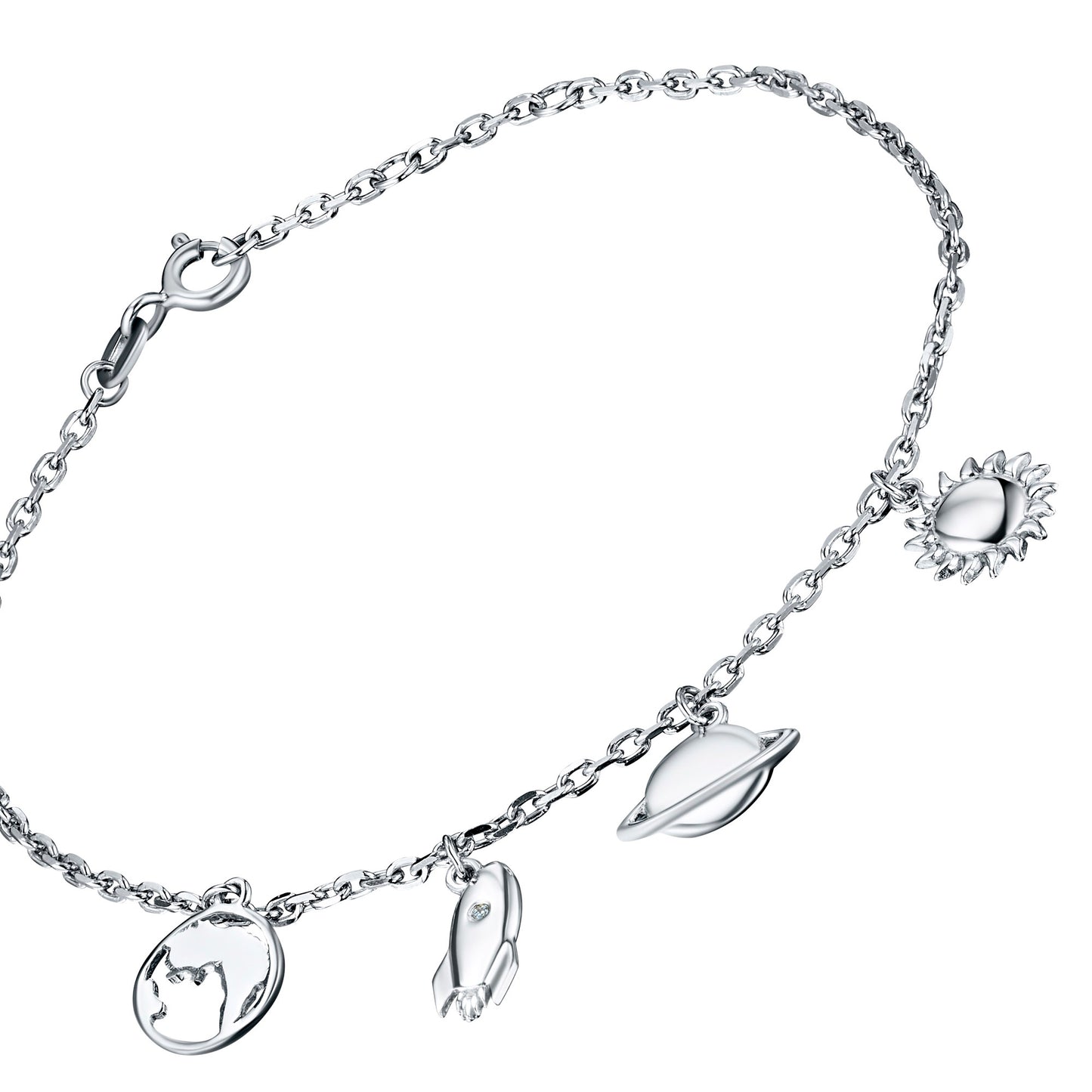 Sterling Silver Bracelet with Natural Diamonds 0.010 CT.TW