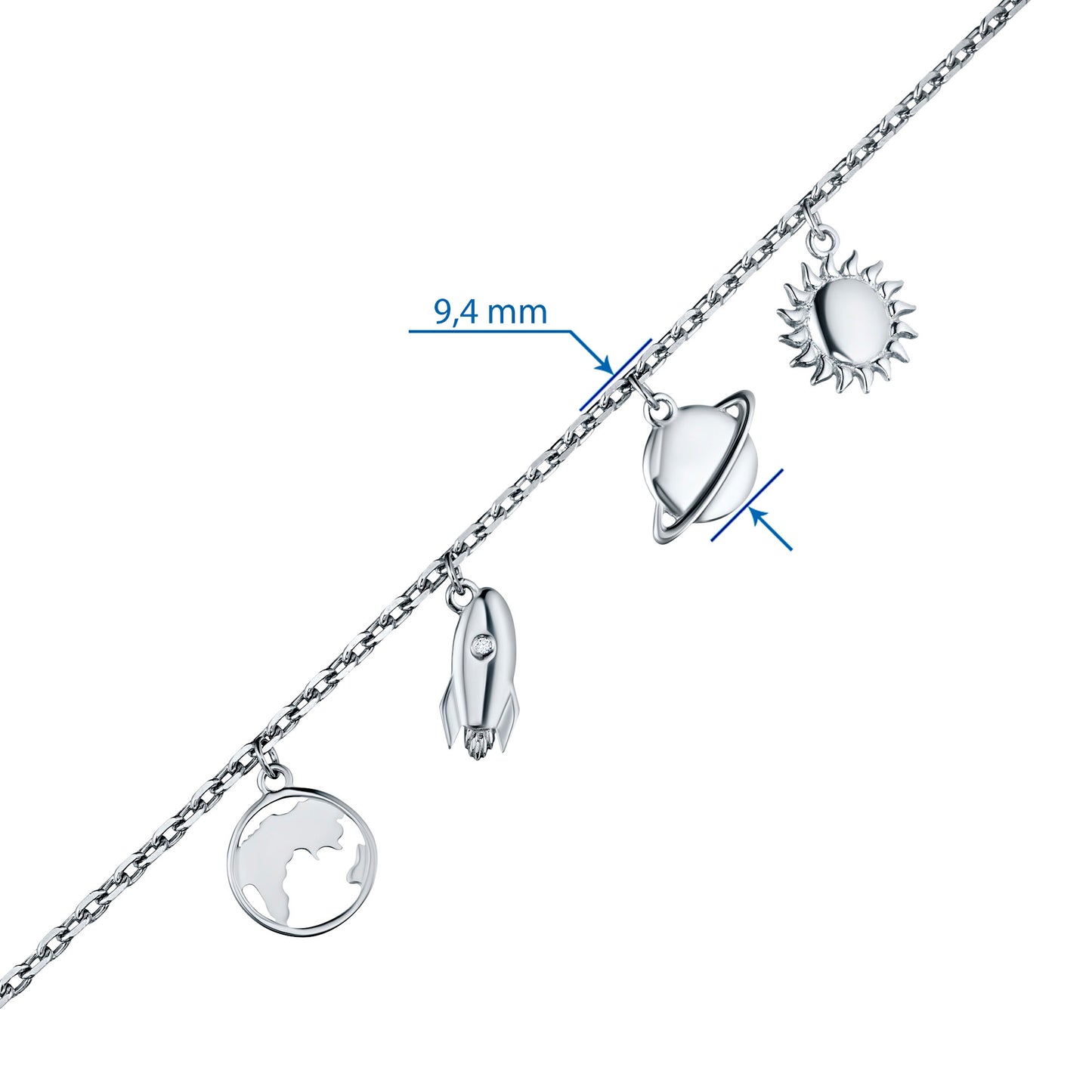 Sterling Silver Bracelet with Natural Diamonds 0.010 CT.TW