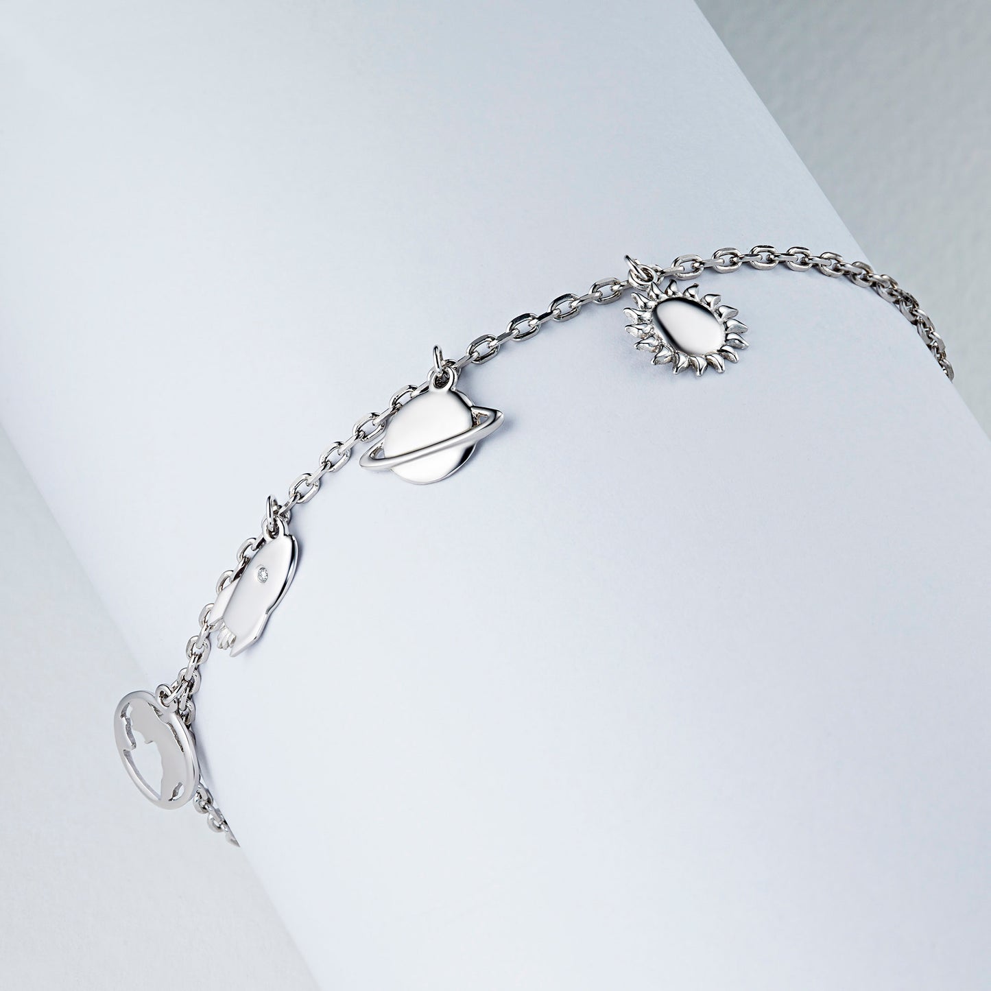 Sterling Silver Bracelet with Natural Diamonds 0.010 CT.TW