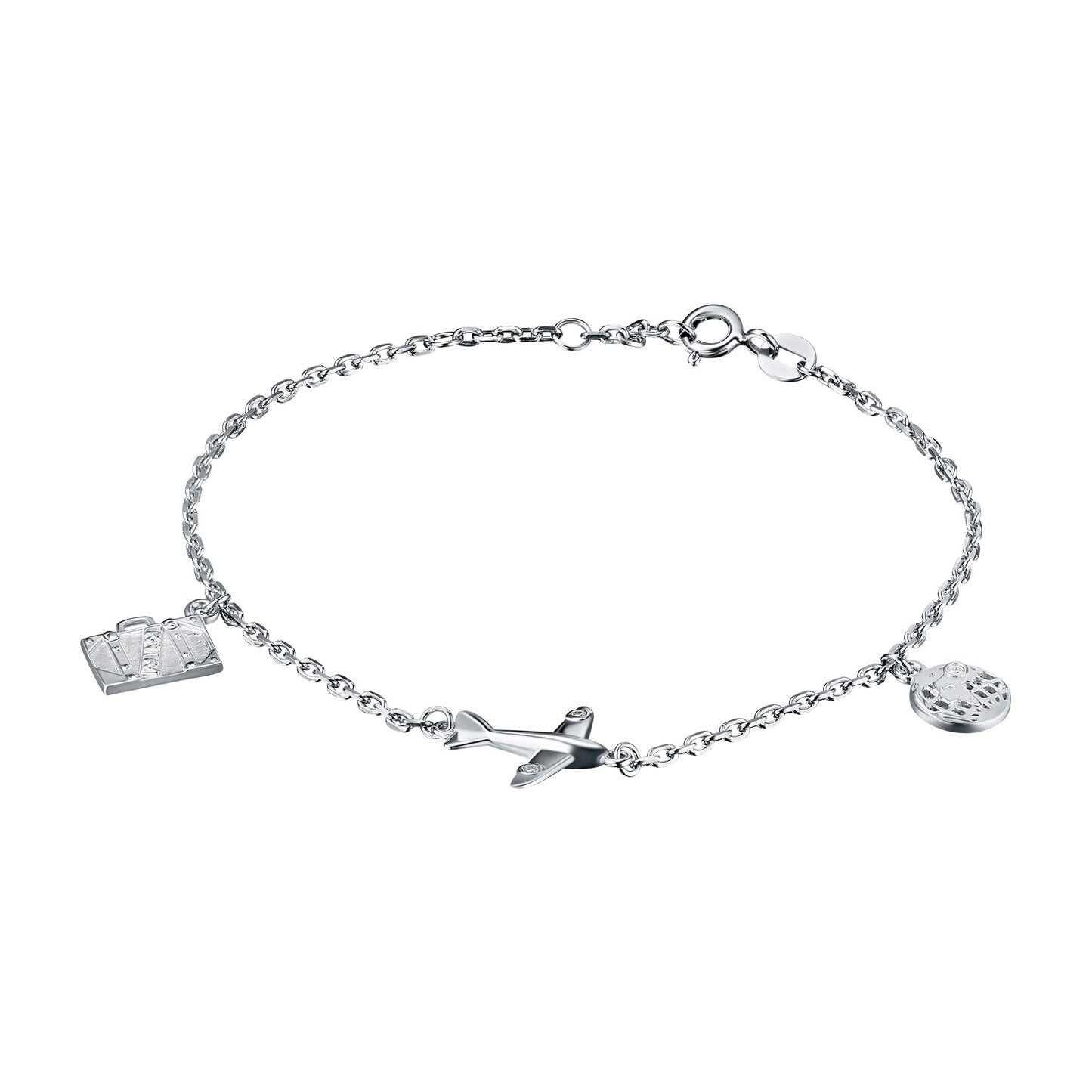Sterling Silver Bracelet with Natural Diamonds 0.070 CT.TW