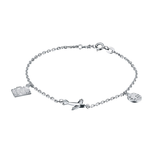 Sterling Silver Bracelet with Natural Diamonds 0.070 CT.TW