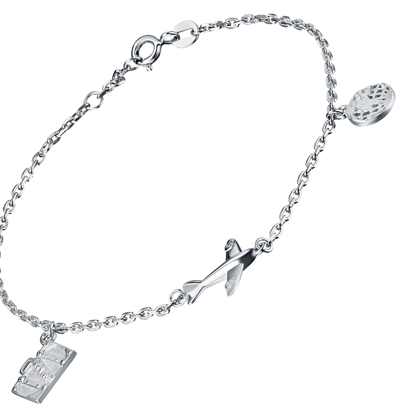 Sterling Silver Bracelet with Natural Diamonds 0.070 CT.TW