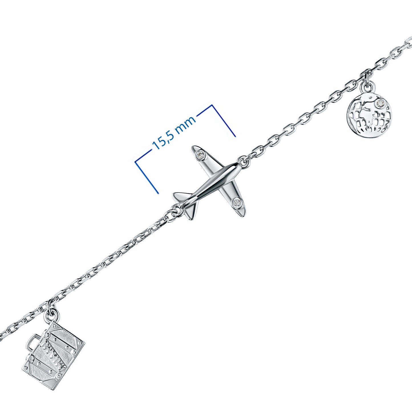 Sterling Silver Bracelet with Natural Diamonds 0.070 CT.TW