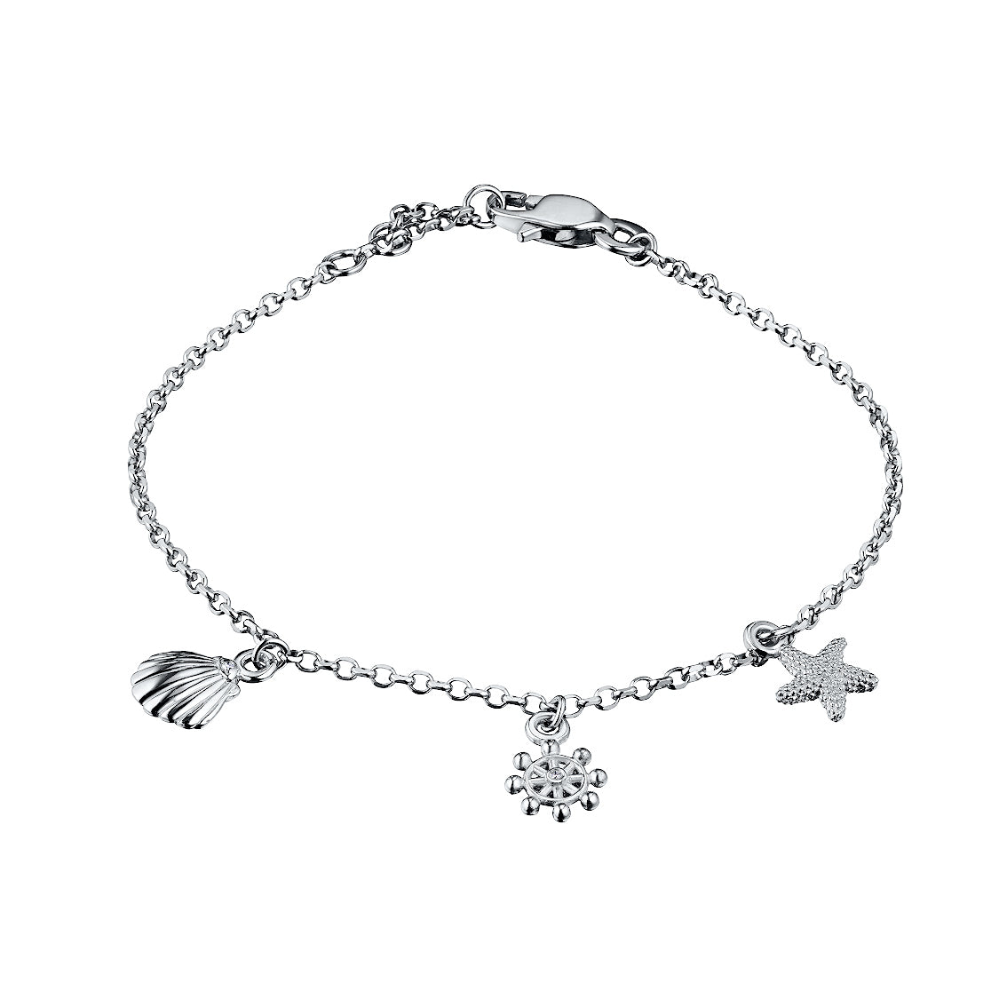 Sterling Silver Bracelet with Natural Diamonds 0.020 CT.TW