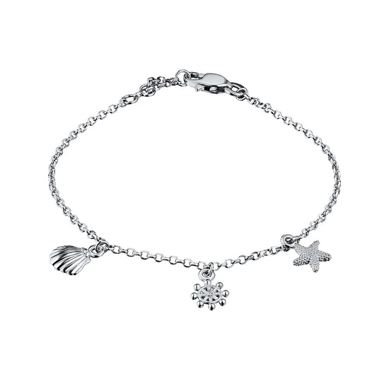 Sterling Silver Bracelet with Natural Diamonds 0.020 CT.TW