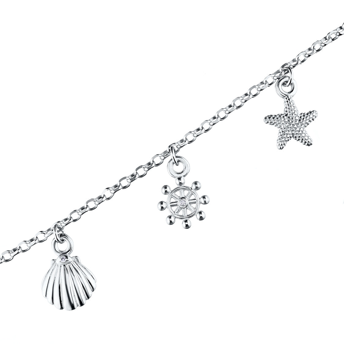 Sterling Silver Bracelet with Natural Diamonds 0.020 CT.TW