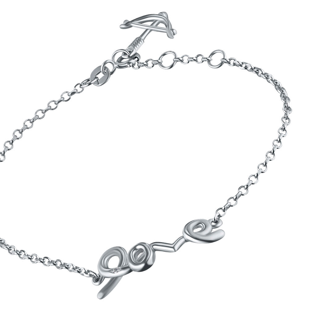 Sterling Silver Bracelet with Natural Diamonds 0.010 CT.TW
