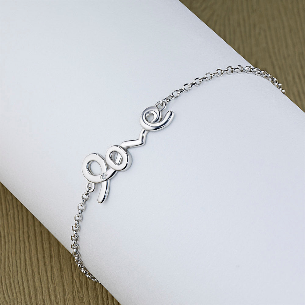 Sterling Silver Bracelet with Natural Diamonds 0.010 CT.TW