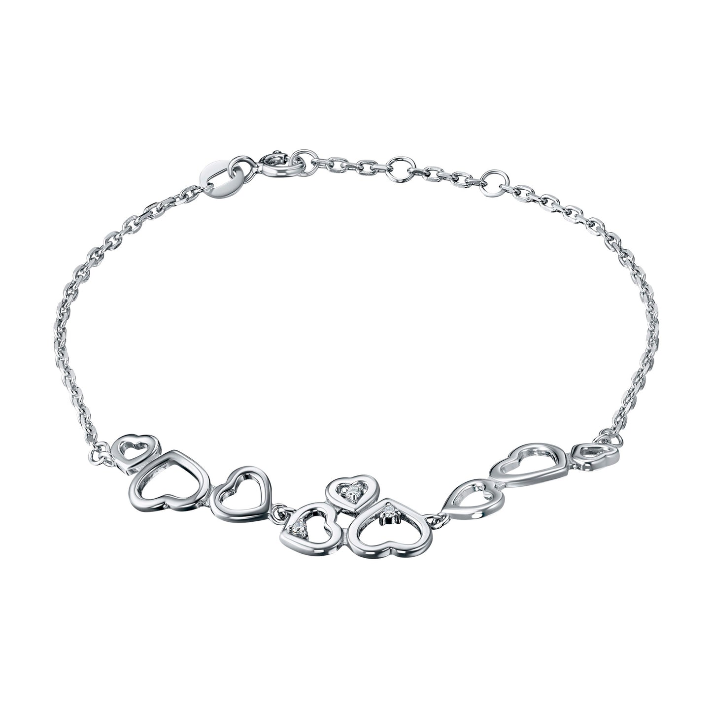 Sterling Silver Bracelet with Natural Diamonds 0.110 CT.TW
