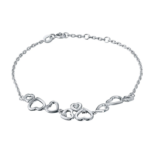 Sterling Silver Bracelet with Natural Diamonds 0.110 CT.TW