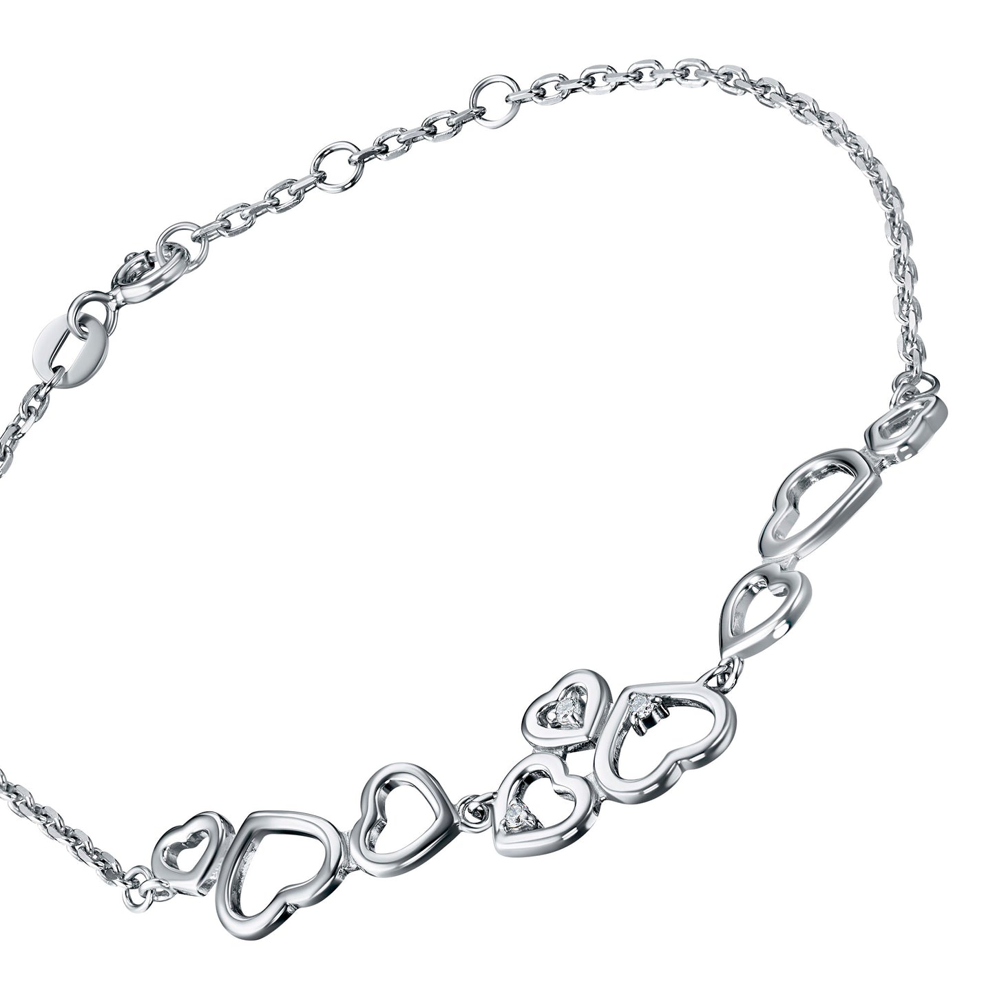 Sterling Silver Bracelet with Natural Diamonds 0.110 CT.TW