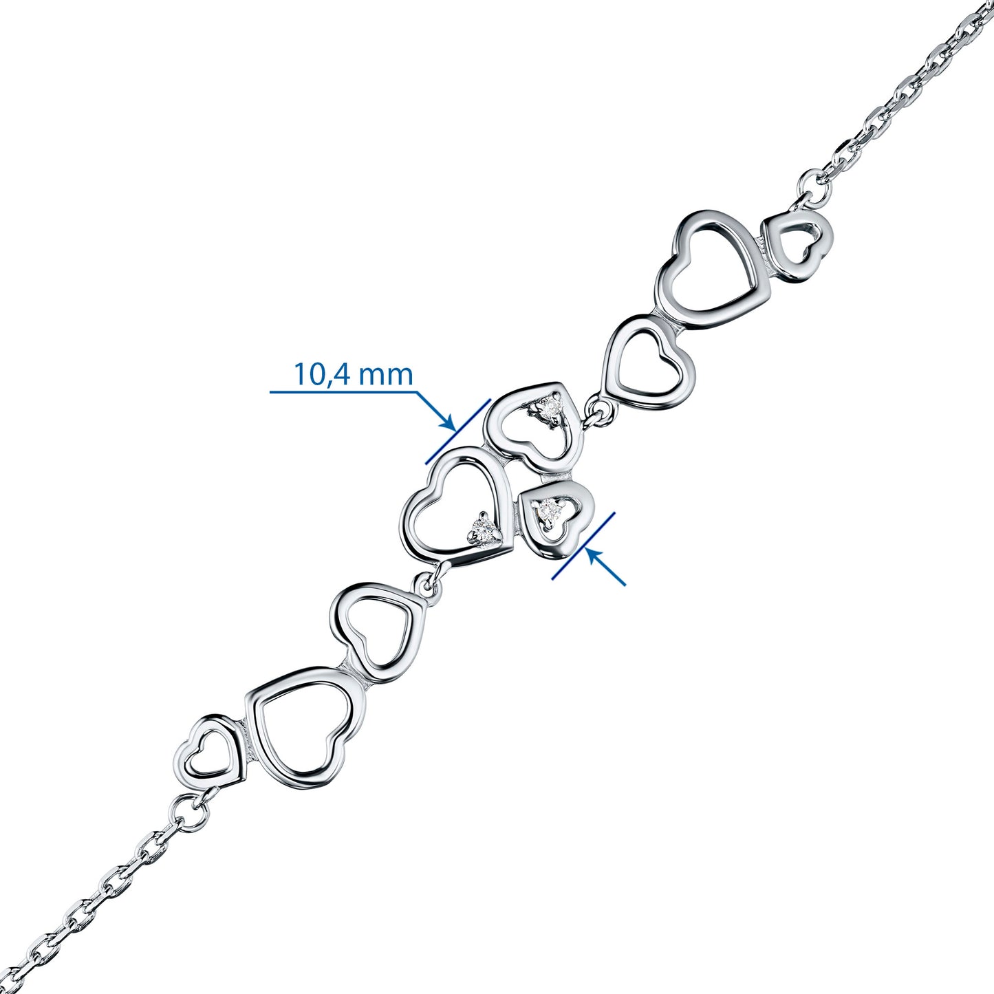 Sterling Silver Bracelet with Natural Diamonds 0.110 CT.TW