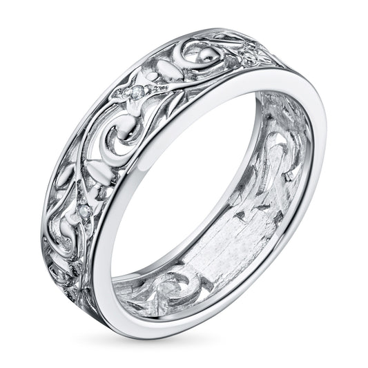 Sterling Silver Ring with Natural Diamonds 0.040 CT.TW