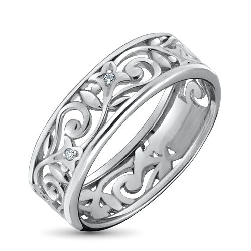 Sterling Silver Ring with Natural Diamonds 0.040 CT.TW