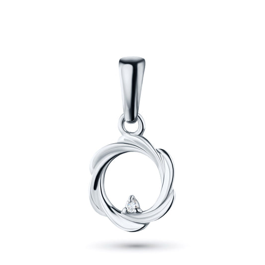 Sterling Silver Pendant with Natural Diamonds 0.010 CT.TW