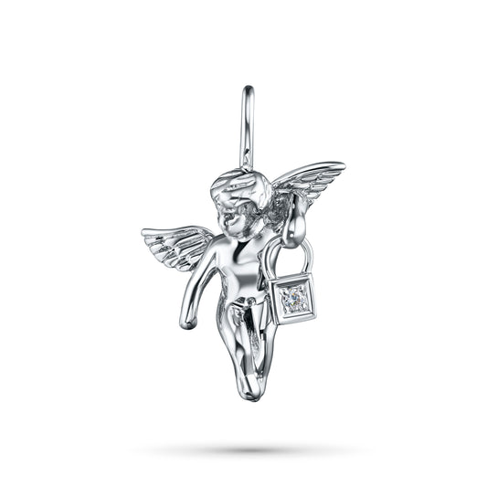 Sterling Silver Pendant with Natural Diamonds 0.010 CT.TW