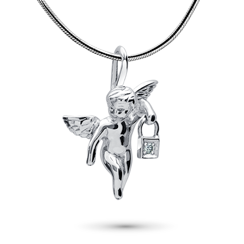 Sterling Silver Pendant with Natural Diamonds 0.010 CT.TW
