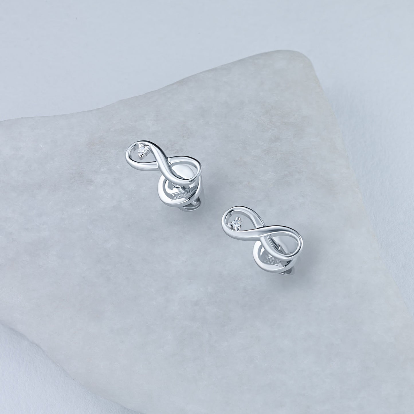 Sterling Silver Earring Studs with Lab-Created Diamonds 0.020 CT.TW