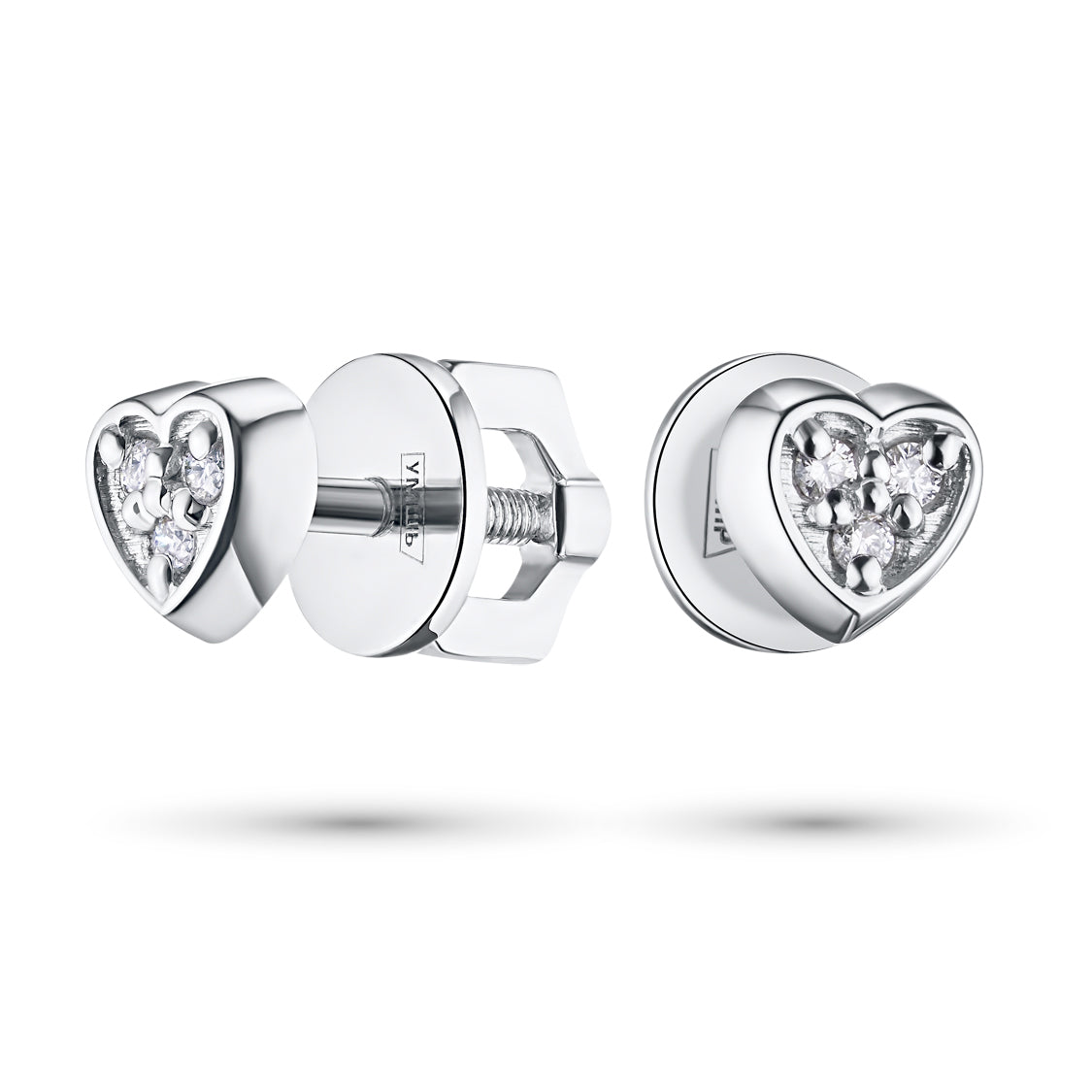Sterling Silver Earring Studs with Natural Diamonds 0.490 CT.TW