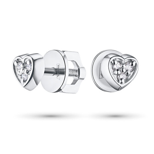 Sterling Silver Earring Studs with Natural Diamonds 0.490 CT.TW